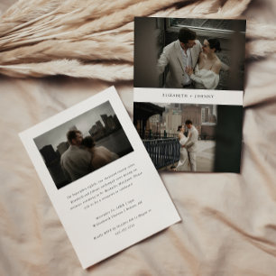 Moderne 3-foto's Elopement-huwelijksreceptie Kaart
