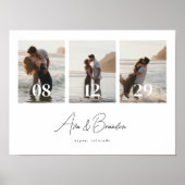 Moderne 3-foto's huwelijkskoppel op maat poster (Voorkant)