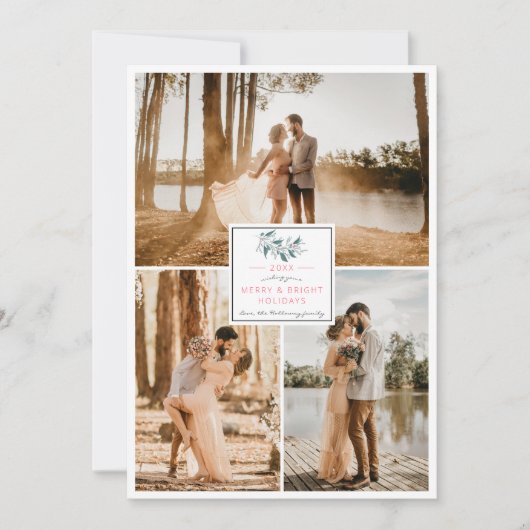 Moderne 3 foto's met kerstmis lijst feestdagenkaart (Voorkant)