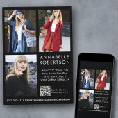 Moderne 3 foto's Model Acteur QR Code Comp Kaart