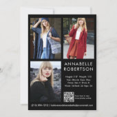 Moderne 3 foto's Model Acteur QR Code Comp Kaart (Voorkant)