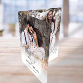 Moderne 3 foto's Overlay QR Code Tijdlijn Huwelijk Drieluik Uitnodiging