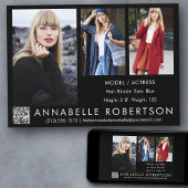 Moderne 3 foto's QR Code Model Actor Comp Kaart