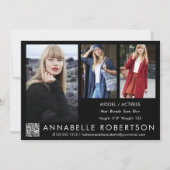 Moderne 3 foto's QR Code Model Actor Comp Kaart (Voorkant)