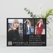 Moderne 3 foto's QR Code Model Actor Comp Kaart (Staand voorkant)