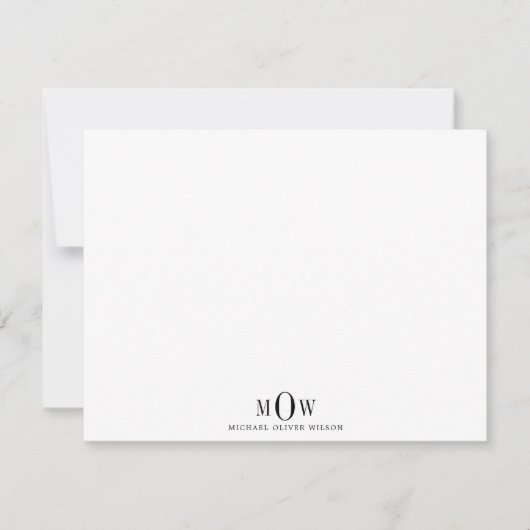 Moderne 3-Letter Monogram Opmerking Card Notitiekaartje (Voorkant)