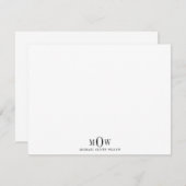 Moderne 3-Letter Monogram Opmerking Card Notitiekaartje (Voorkant / Achterkant)