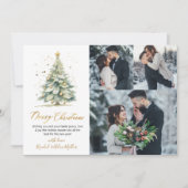 Moderne 3 Multi Foto Kerstboom Feestdagenkaart (Voorkant)