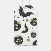 Moderne 3-ogige pompoen en vleermuizen aangepaste cadeaulabel (Achterkant)
