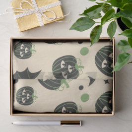 Moderne 3-ogige pompoen en vleermuizen Halloween Tissuepapier