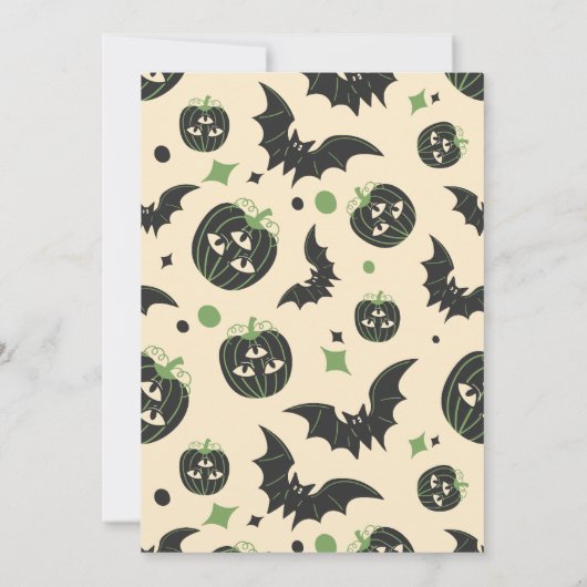 Moderne 3-ogige pompoen Halloween Party Kaart (Achterkant)