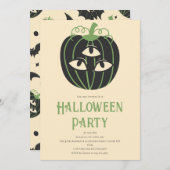 Moderne 3-ogige pompoen Halloween Party Kaart (Voorkant / Achterkant)