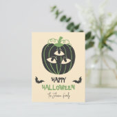 Moderne 3-ogige pompoen Happy Halloween familienaa Briefkaart (Staand voorkant)