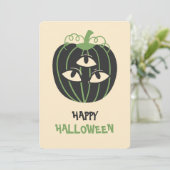 Moderne 3-ogige pompoen Happy Halloween gepersonal Kaart (Staand voorkant)