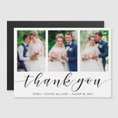 Moderne 3 Photo Collage Zwart Script Trouwen Bedan (Voorkant / Achterkant)