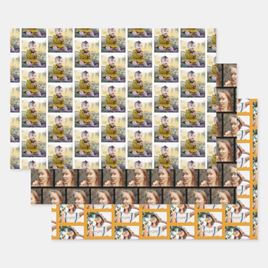 Moderne 3-serie foto's voor collage kerstmis inpakpapier vel (Set)