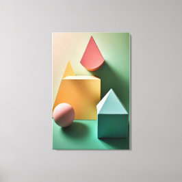 Moderne 3D Abstract Minimalistische Vormen Canvas Afdruk