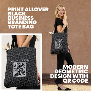 Moderne 3D Black Professional Business QR-code Tote Bag