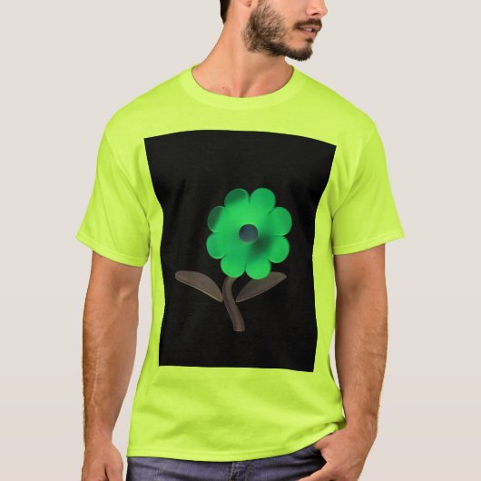 Moderne 3D blauwe bloem ontwerp. T-shirt (Voorkant)