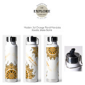 Moderne 3D Blush Oranje Bloemige Mandala Doodle  Waterfles