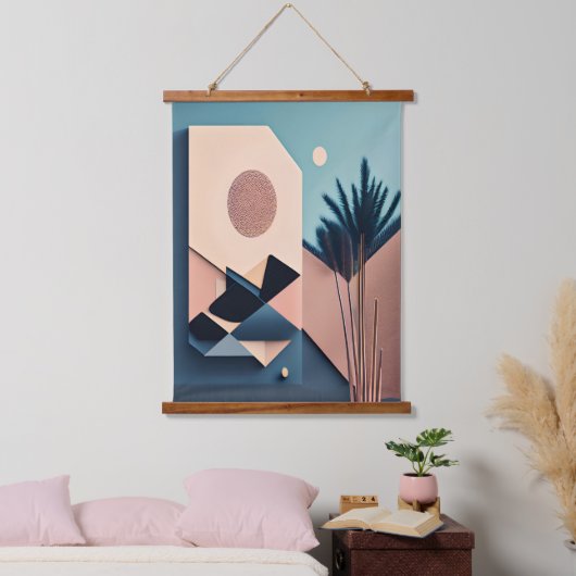Moderne 3D Boho minimalistische Abstracte kunst Hangend Wandkleed (Slaapkamer)
