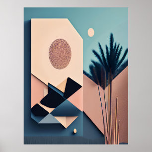 Moderne 3D Boho minimalistische Abstracte kunst Poster