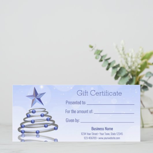 Moderne 3D Chrome - kerstboomcadeaubon (Staand voorkant)