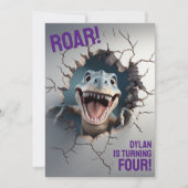 Moderne 3D Dinosaurus T-Rex Kinderverjaardag Kaart (Voorkant)