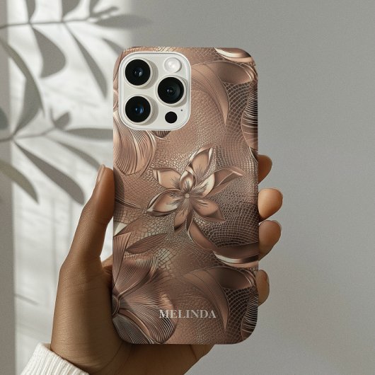 Moderne 3d Faux Roos Gouden Bloemen Case-Mate iPhone Case