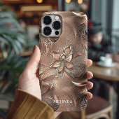 Moderne 3d Faux Roos Gouden Bloemen Case-Mate iPhone Case