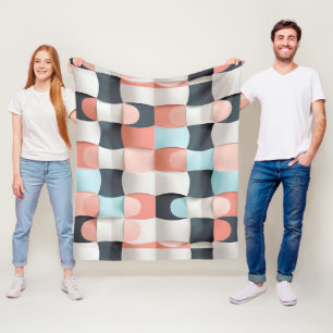 Moderne 3D gebogen geometrische illusiepatroon Fleece Deken