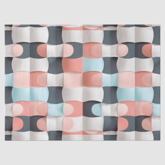 Moderne 3D gebogen geometrische illusiepatroon Tissuepapier (Voorkant)