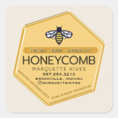 Moderne 3D Gele Hexagon gestileerde Bee Honingraat Vierkante Sticker (Voorkant)