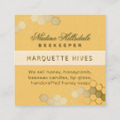 Moderne 3D Gele Hexagon Gestileerde Bijenhoning Iv Vierkante Visitekaartje (Achterkant)