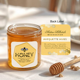 Moderne 3D gele zeshoek gestileerde bijenivoor hon Vierkante Sticker