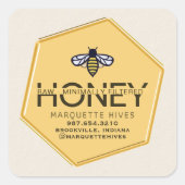 Moderne 3D gele zeshoek gestileerde bijenivoor hon Vierkante Sticker (Voorkant)