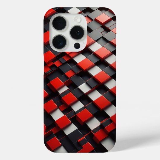 Moderne 3D geometrische blok behuizing Rood, Zwart Case-Mate iPhone Case (Achterkant)