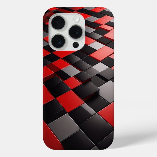 Moderne 3D geometrische blokhoes glanzend felrood Case-Mate iPhone Case (Achterkant)