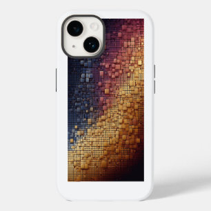 Moderne 3D geometrische blokken verloop donkerblau iPhone 14 Hoesje