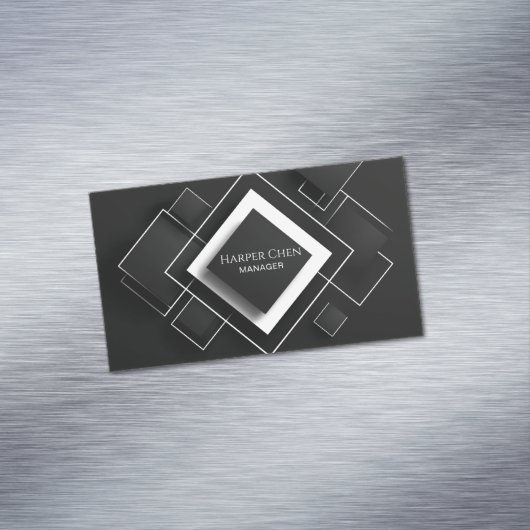 Moderne 3D geometrische gelaagde vierkanten Magnetisch Visitekaartje (Voorbeeld)