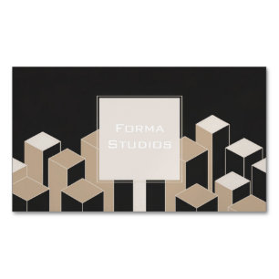 Moderne 3D Geometrische Kolommen Zwart Beige Archi Magnetisch Visitekaartje
