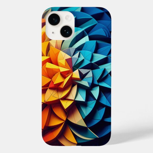 Moderne 3D geometrische lotus telefoonhoes felblau Case-Mate iPhone Case (Achterkant)
