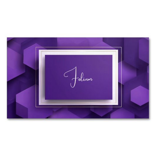 Moderne 3D Geometrische Paarse Bedrijf Magnetisch Visitekaartje (Voorkant)