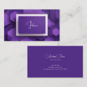 Moderne 3D Geometrische Paarse Bedrijf Visitekaartje (Voorkant / Achterkant)