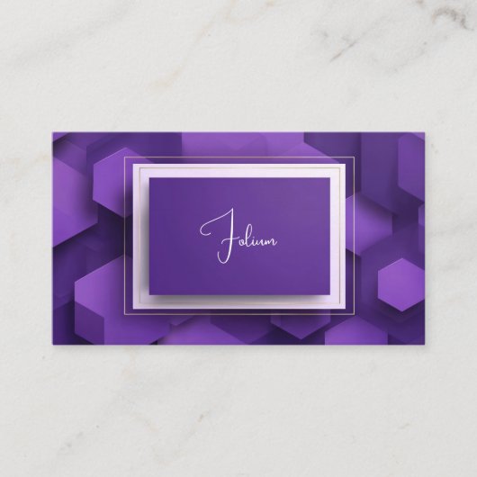 Moderne 3D Geometrische Paarse Bedrijf Visitekaartje (Voorkant)