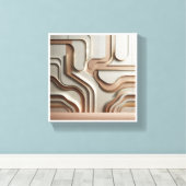 Moderne 3D geometrische paden Abstract - Luxe Crèm Canvas Afdruk (Insitu (Houten vloer))