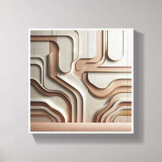 Moderne 3D geometrische paden Abstract - Luxe Crèm Canvas Afdruk (Voorkant)