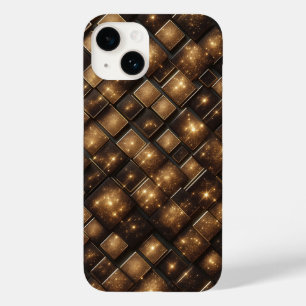 Moderne 3D Gouden Glitter Blokken Geometrische Lux Case-Mate iPhone 14 Hoesje