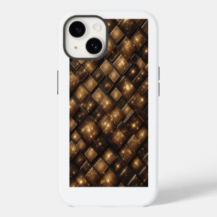 Moderne 3D Gouden Glitter Blokken Geometrische Lux iPhone 14 Hoesje