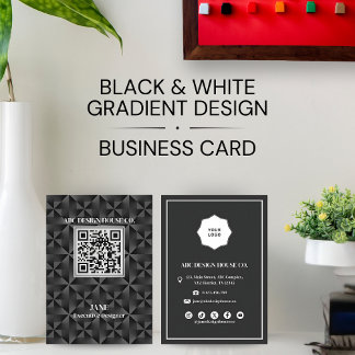 Moderne 3D Gradient Black Professionele QR-code Visitekaartje